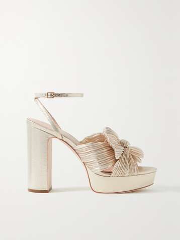 LOEFFLER RANDALL Natalia bow-embellished plissé-lamé platform sandals