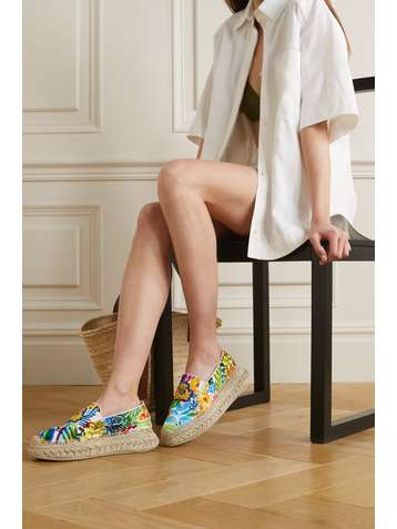 CHRISTIAN LOUBOUTIN Espananou logo-appliquéd floral-print canvas espadrilles