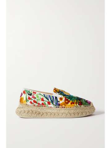 CHRISTIAN LOUBOUTIN Espananou logo-appliquéd floral-print canvas espadrilles