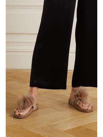 AQUAZZURA Sandales en daim à plumes Boudoir Footbed