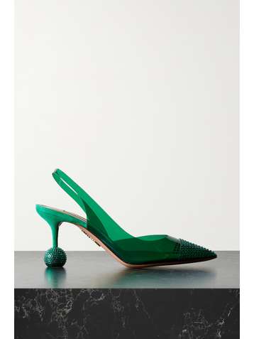 AQUAZZURA Nights 75 crystal-embellished PVC slingback pumps