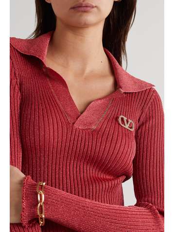 VALENTINO Broche en métal doré et cristaux Valentino Garavani