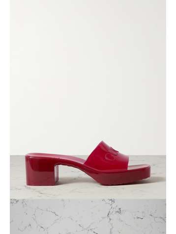 GUCCI Plastique logo-embossed rubber mules