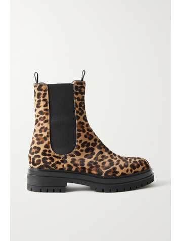 GIANVITO ROSSI Bottines chelsea en façon poulain à imprimé léopard Chester