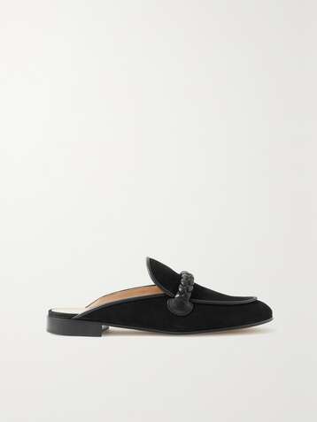 GIANVITO ROSSI Belem leather-trimmed suede slippers