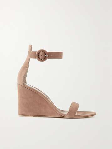 GIANVITO ROSSI Portofino 85 suede wedge sandals