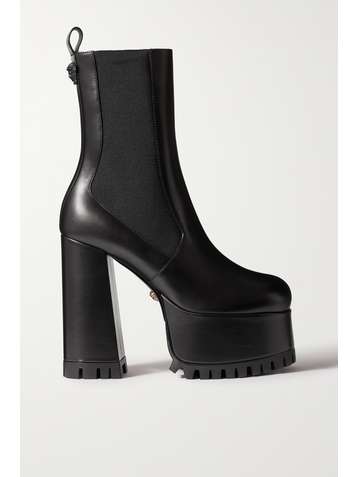 VERSACE Leather platform ankle boots