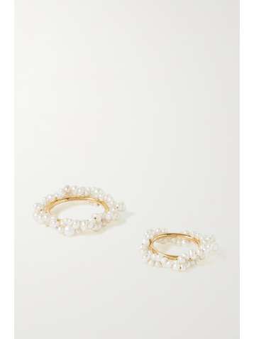 COMPLETEDWORKS Set of two gold vermeil pearl rings
