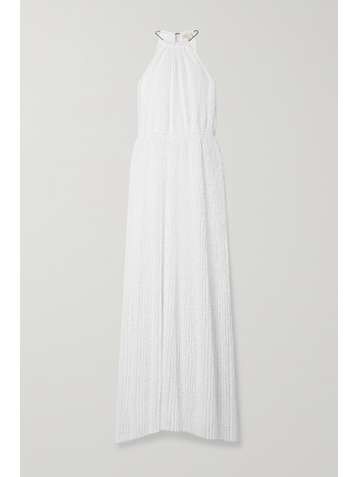 MICHAEL MICHAEL KORS Chain-embellished pleated lace maxi dress