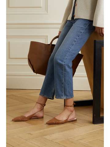 PORTE & PAIRE Chaussures plates à bouts pointus en cuir tressé