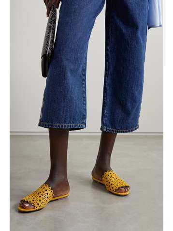 ALAÏA Laser-cut leather slides