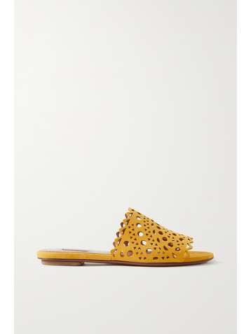 ALAÏA Laser-cut leather slides