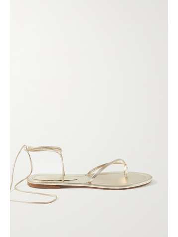 PORTE & PAIRE Metallic leather sandals