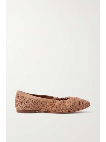ALAÏA Ballerinas aus lasergeschnittenem Veloursleder