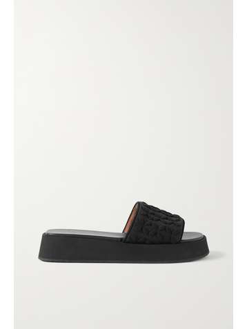 ALAÏA 40 embroidered lamé platform slides