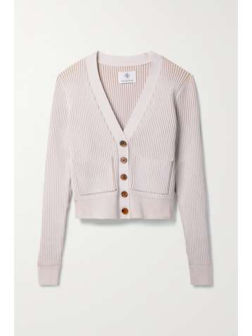 ANINE BING Cardigan raccourci en mailles stretch côtelées Layla