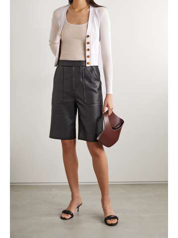 ANINE BING Cardigan raccourci en mailles stretch côtelées Layla