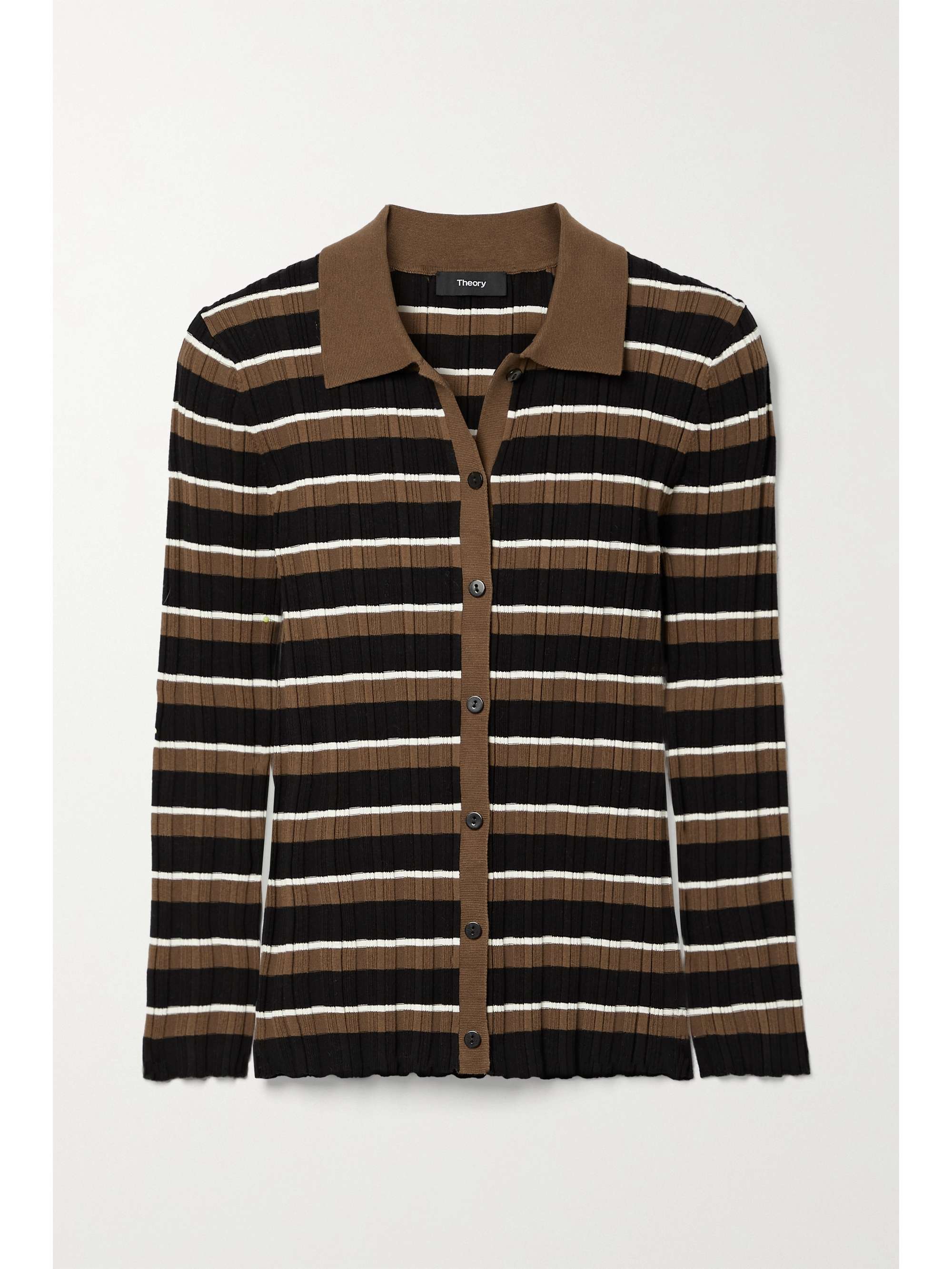 brown striped cardigan