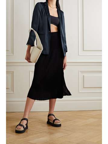 THEORY Belted washed-satin blazer