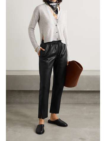 THEORY Leather straight-leg pants
