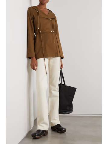 THEORY Cotton-blend twill hooded jacket
