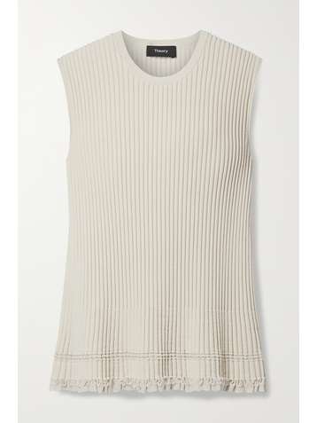 THEORY Crochet-trimmed ribbed-knit top