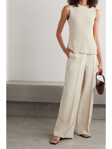 THEORY Crochet-trimmed ribbed-knit top