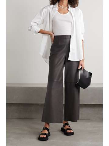 THEORY Leather wide-leg pants