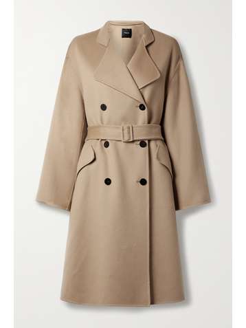 THEORY Belted double-breasted wool and cashmere-blend coat