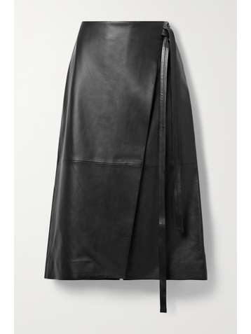 JOSEPH Saraya leather midi wrap skirt