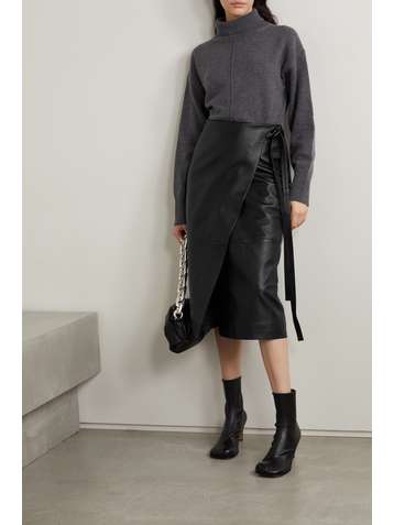 JOSEPH Saraya leather midi wrap skirt
