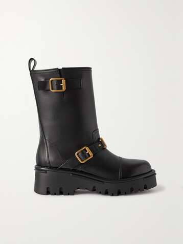 VALENTINO Valentino Garavani 50 logo-embellished leather ankle boots