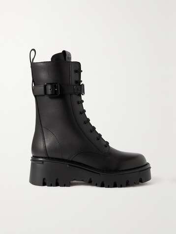 VALENTINO Valentino Garavani VLOGO Schnürstiefel aus Leder mit Logo und Plateau