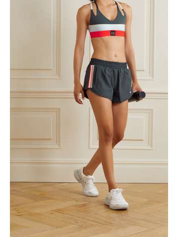 P.E NATION In Goal striped recycled shell shorts