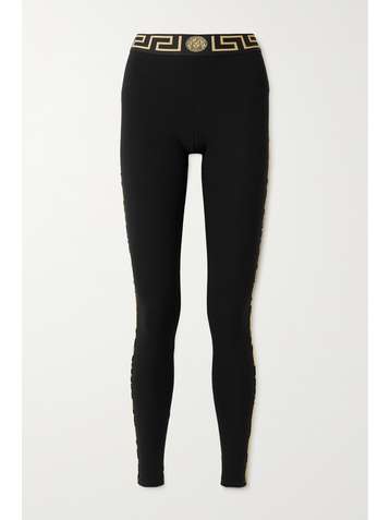 VERSACE Striped stretch-cotton jersey leggings