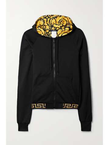 VERSACE Sweat à capuche en jersey technique à finitions en jacquard
