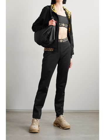 VERSACE Sweat à capuche en jersey technique à finitions en jacquard