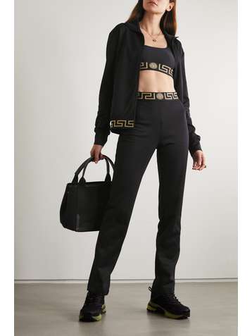 VERSACE Veste de survêtement en jersey de coton mélangé à finitions en jacquard
