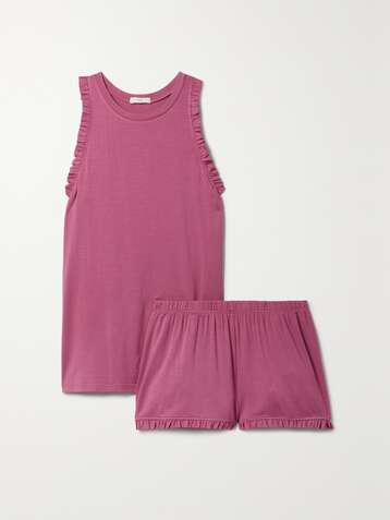 EBERJEY Ruthie Caravan ruffled stretch-modal pajama set