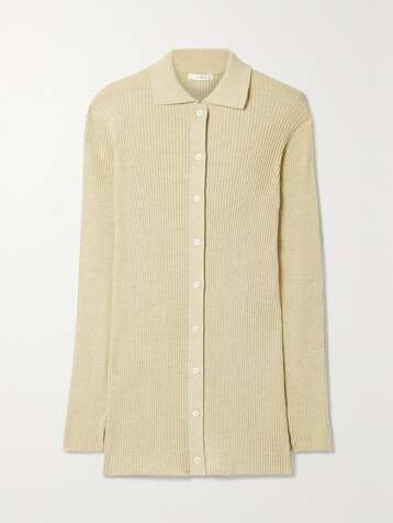 THE ROW Callista ribbed silk and cotton-blend cardigan