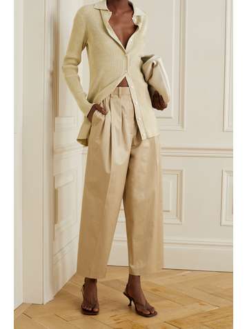 THE ROW Callista ribbed silk and cotton-blend cardigan