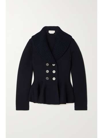 ALEXANDER MCQUEEN Doppelreihiger Cardigan aus einer Wollmischung mit Schößchen