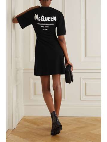 ALEXANDER MCQUEEN Printed stretch-jersey mini dress