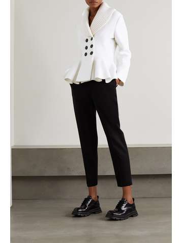 ALEXANDER MCQUEEN Doppelreihiger Cardigan aus einer Wollmischung mit Schößchen