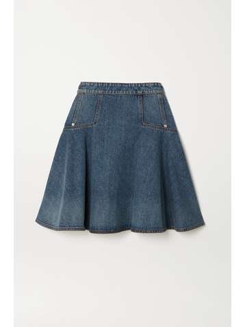 ALEXANDER MCQUEEN Pleated denim mini skirt