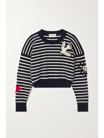 ALEXANDER MCQUEEN Pullover aus einer gestreiften Woll-Baumwollmischung mit Applikationen