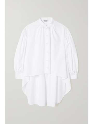 ALEXANDER MCQUEEN Asymmetric gathered cotton-poplin shirt