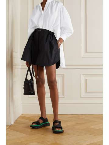 ALEXANDER MCQUEEN Asymmetric gathered cotton-poplin shirt
