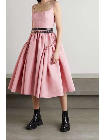 ALEXANDER MCQUEEN Open-back gathered faille midi dress