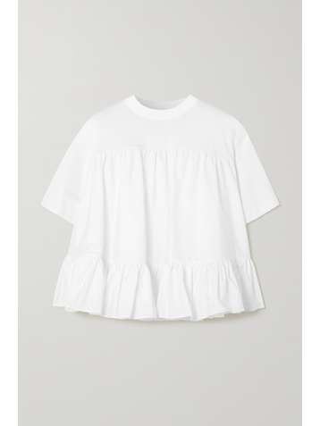 ALEXANDER MCQUEEN T-Shirt aus Baumwoll-Jersey und Faille mit Rüschen